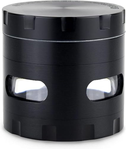 Golden Bell Herb Grinder 4 Layers Spice Grinder Zinc Alloy 2.2 inch Grinder with Transparent Layer - Black