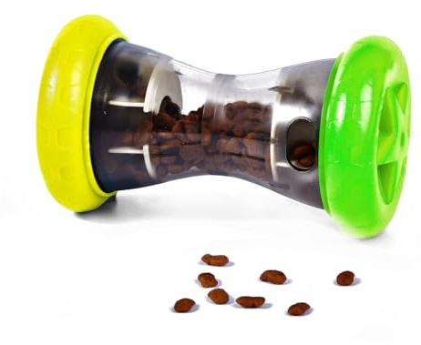 AUSCAT Dog Treat Dispensing Toy, Slow Feeder, Interactive Dog Puzzle Toys for Small and Medium Breeds, Dog Enrichment Toys to Keep Them Busy(Not for Aggressive Chewers) (Yellow & Green)