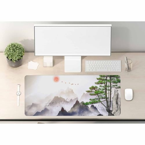 Woutay Mousepad,Chinese Pine Landscape Painting,Gaming Mouse Pad,Cool Desk Pad for Keyboard and Mouse