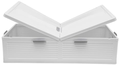 Unterbett Aufbewahrungsbox mit Rollen, 101 × 51,5 × 24 cm, Unterbettkommode | PP-Konstruktion, faltbar | Doppelseitiger Deckel mit 6 Schnallen | Für Kleidung und Bettwäsche | Seitlicher Griff
