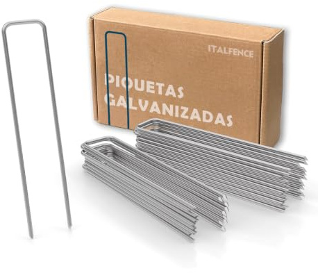 Grapas de sujeción Ø3,00mm galvanizadas, Malla antihierba [100 piquetas]