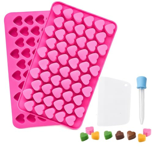 ENBRWAS Silikonformen in Herzform, antihaftbeschichtet, lebensmittelecht, für Valentinstag, Wachsschmelzen, Eiswürfel, Gummi und Bastelarbeiten, 2 Stück