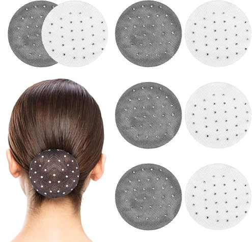 Elastische Haarnetze, glänzendes, unsichtbares Netz, Duttabdeckung mit Strasssteinen, elastischer Rand, Netz, Frauenhaarnetze für Ballett, Tänzer, Koch, Krankenschwester, Bank, Offizier (Schwarz und