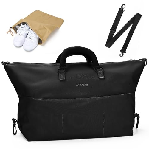 Outplea 25 l resväska med sperat, skoväska, herr, handbagage, stor för weekender, klinikväska födelse för kvinnor, sportväska ryggsäck med våtfack väska för fitness sport, svart, 25 l, Resväska