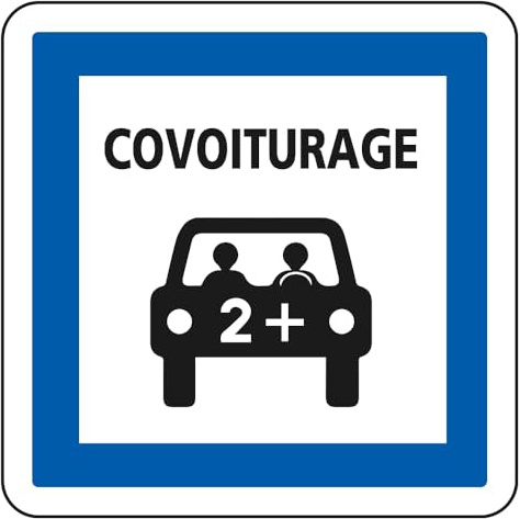 Signalétique.biz France, Panneau d'indication des services Aire ou parking de covoiturage CE52 Signalisation Carré Fond blanc Bretagne Panneau Securite Routiere
