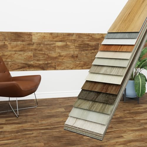 HEXIM Vinyldielen 5m² selbstklebend PVC Wandverkleidung dunkler Bodenbelag Holzoptik 91x15cm Paneele für Wand & Boden Holzdielen braun (36 Dielen Rustic Walnut - 5401-4)