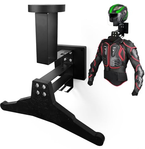 Helmhalterung Wand,Motorrad Garderobe mit Hacken für Handschuhe und Jacke - Stabile Motorradbekleidung Ständer für Taktische Weste Platte Träger,Platzsparend Fahrradhelm Halter(Schwarz