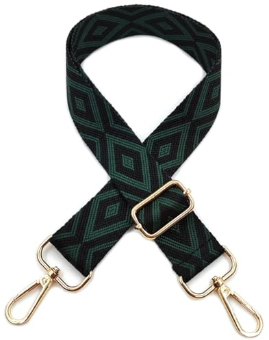 Justerbar väskrem för ombyte, bred axelrem för väskor kvinnor, 3,8 cm väskrem med karbinhake guld, axelrem för kvinnor modern crossbody, handväska, svart-mörkgrön, 415