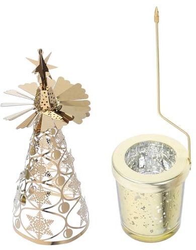 Alipis Candelabro Navideño Giratorio De Estilo Europeo Soporte para Velas De Té Decoración Navideña para Centro De Mesa De Año
