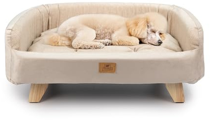 Ferplast Hundebett Katzenbett aus FSC®-zertifiziertem Holz mit weichem Kissen, Stil, Komfort und Haltbarkeit, 82 x 55 x 31 cm hoch.