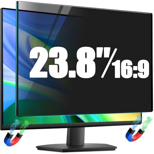 23.8 Zoll Monitor Magnetisch Blickschutzfolie 16:9 Seitenverhältnis, Anti Blaulichtfilter, Anti Glare Folie, Blickschutzfilter für 23.8 Bildschirme, Abnehmbare Sichtschutzfolie für Computermonitore