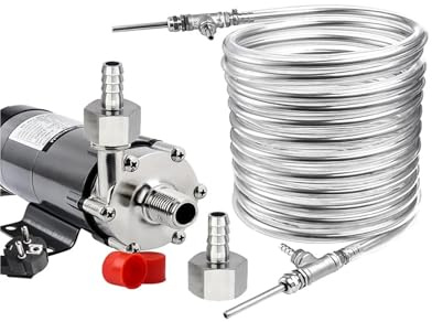 Heat Exchanger, 15R Magnetic Pump & Stainless Steel Wort Heat Exchanr, 9.52 * 0.5 * 10M Counterflow Wort Chiller, Magnetic Drive Pump