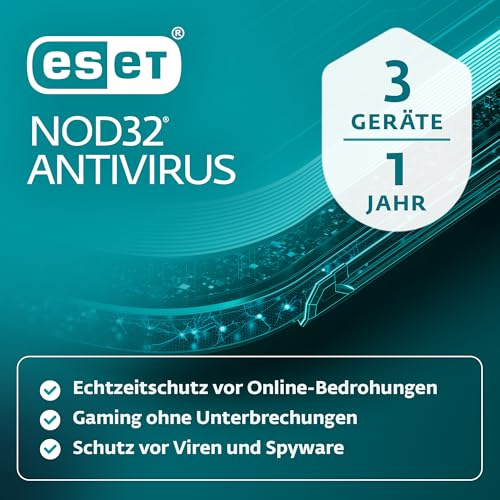 ESET NOD32 Antivirus 2026 | 3 Geräte | 1 Jahr | inklusive Gamer-Modus, Schutz vor Ransomware und Phishing, geringe Systembelastung | Windows, macOS| Offizieller deutscher Aktivierungscode per E-Mail