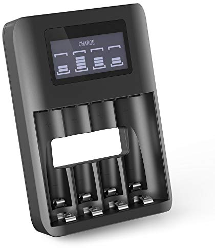 CELLONIC Caricabatterie USB per batterie AA AAA 4 slot - Caricatore Rapido USB Batteria per pile AA e AAA Ricarica anche singolarmente - Tecnolgia efficiente per un caricabatteria moderna AA/AAA