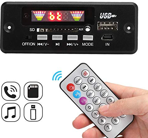 Garsent MP3-Decoder-Karte, verlustfreie Bluetooth 5.0-Decoder-Karte Modulunterstützung 3.5AUX + 3P AUX, USB, FM, Unterstützung Freisprecheinrichtung Car Audio FM-Radiomodul.(Schwarz)