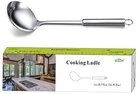 Berglander Louche en acier inoxydable, louche à soupe, louche de cuisson, cuillère à soupe en métal pour la cuisson antiadhésive et résistante à la chaleur, va au lave-vaisselle, facile à nettoyer