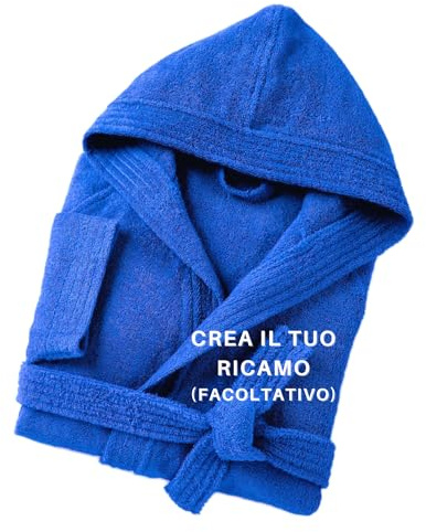 MAYRA Accappatoio Personalizzabile in Spugna 100% Cotone 500 gr Taglie Calibrate | Adulto, Uomo, Donna, Hotel | Personalizzato con Iniziali, Nome, Logo | Design e Ricamo Made in Italy