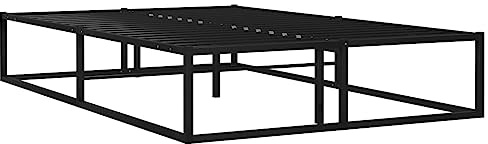 vidaXL Bettgestell Bett Metallbett Schlafzimmerbett Doppelbett Bettrahmen Ehebett Lattenrost Schlafzimmermöbel Schwarz Metall 120x200cm