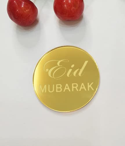 12PCS Eid Mubarak Acrylic Cake Charm,Eid Mubarak Acrylic Cake Disc Cupcake Toppers,Eid Cupcake Toppers, Eid Decoration