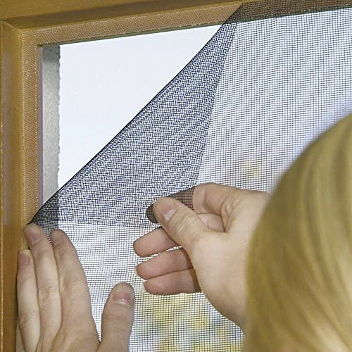 BricoShopping ZANZARIERA Tenda Zanzariera Moschiera Adesiva VERSIONE 2 Velo Con Strappo REGOLABILE Universale Per Porta Finestra Balcone Camper Anti insetti Zanzare Fai Da Te (130x150 cm, Nero)