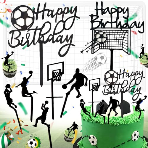 Dilightnews 7 StüCk Geburtstag Tortenaufsatz FußBall, Geburtstag Tortenstecker, FußBall Cake Toppers, Basketball Deko Geburtstag, Kuchendeko Geburtstag, FüR Festival Geburtstag Dekorationen