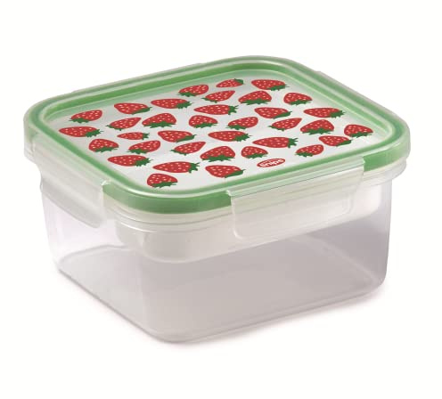 Snips |SnipsLock Lunch Box 0,80LT Quadrato Decoro Fragole con vassoio estraibile | Made in Italy | 100% BPA Free