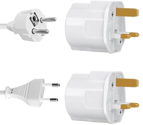Shuko SCHUKO European 2 Pin to UK 3 Pin AC Mains UK Visitor Travel Power Plug Adaptor Converter WHITE - SINGLE