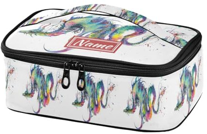 Bolsa de almuerzo personalizada con diseño de dragón de acuarela para mujeres y hombres, personaliza tu nombre, lonchera portátil con aislamiento, bolsa de mano para escuela, oficina, picnic, viajes