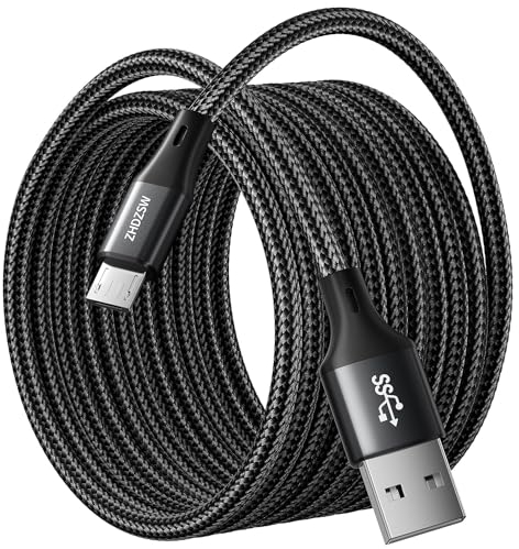 Extra Langes 5M Micro LadeKabel, Micro USB Cable,USB A anf Micro Android Ladekabel Geflochten für Samsung S7/S6/S5, PS4 Controller, Kindle Fire, Fire HD Tablet, Xbox, Nexus, Home Monitor etc Black