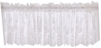 HOMSFOU Lace Curtain Valance Floral Embroidered Half Window Sheer Curtains for Kitchen Cafe Dinning Living Room 137x61cm White