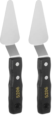 QUARKZMAN 2pz No.5206 Spatole per Pittura Coltello Pallet a Spatola Grande Piatto Acciaio Inossidabile Raschietto Metallo con Manico Legno per Diffusione Colore Tela Pittura Olio Acrilica
