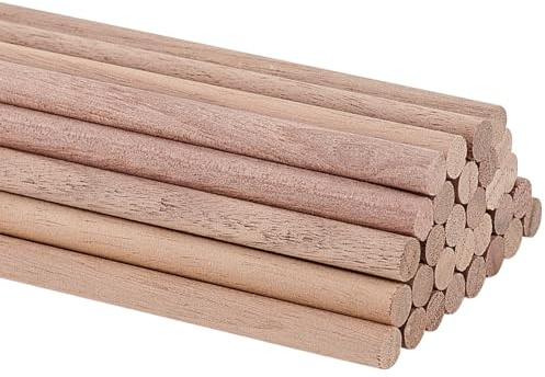 BENECREAT 30 Stück Holzdübelstange, 300x6mm Walnuss-Bastelstange, Runde Holz-Bastelstange, Hellbraune Holzstange Für Kunsthandwerk Oder Möbelherstellung, Zeltzubehör