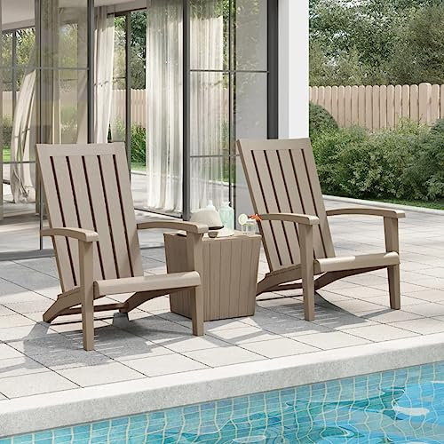 ULUYYUC Adirondack-Gartenstühle, Balkon Sessel Campinghocker Terrassenstühle Gartensessel Geeignet für Schwimmbad Strand Innenhof Außenbereich 2 STK. Hellbraun Polypropylen