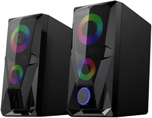 VipMan Haut-Parleurs PC, Haut-Parleur d'ordinateur Haut-Parleur d'ordinateur 7 Couleurs Effet LED Son Lumineux RGB Ordinateur de Bureau Audio