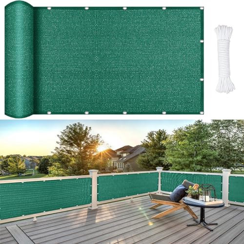 Sonnensegel inkl Befestigungsseile 155 x 350 cm, 98% UV Schutz, Reißfest Wetterfest, Sonnensegel Viereck Awnings, Schattennetz Schutztuch, für Garten Balkon, Dunkelgrün