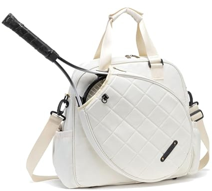 Generisch Tennisschlägertasche, wasserdichte Tennistasche, multifunktionale Tennisschlägertasche, verstellbare Tennistasche für Erwachsene für Badmintonschläger, Schwarz/Weiß/Pink, 34 cm x 16