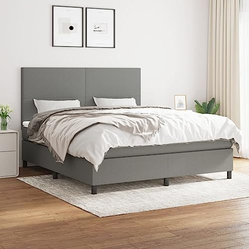 qohoio Boxspringbett mit Matratze Dunkelgrau 160x200 cm Bett Boxspringbett Bett Mit Matratze Schlafzimmer MöBel Polsterbett Stoff - 3141626