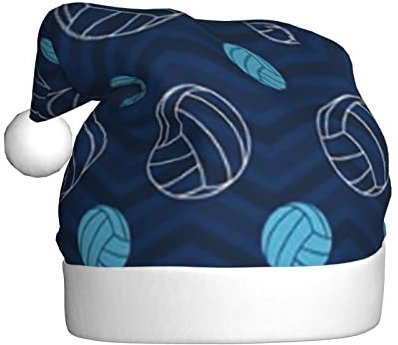 JUEXDEME Blaue Volleyball-Weihnachtsmütze für Erwachsene, Feiertage, festliche Partys, Unisex, saisonale lustige Kopfbedeckung, das ultimative Winterwärme-Geschenk in leuchtendem Rot und Weiß