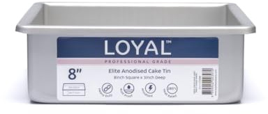 LOYAL Elite Square Cake Pan Moule à gâteau, 20x20 cm | Moule carré en Aluminium, Répartition uniforme de la chaleur, Robuste & Inoxydable, Pour gâteaux, Desserts & pâtisseries