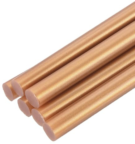 QUARKZMAN 6 Stück Heißklebestifte 7mm x 200mm Mini Heißklebesticks Heißklebepistole Heißkleber Klebestifte Heißklebestäbchen für Reparieren Kunst Dekorieren DIY Handwerk Metallic Gold
