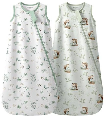 Mosebears 0.5 Tog Baby Schlafsack-Baumwolle Sommer Schlafsack für Neugeborene, Jungen & Mädchen(Animal&Plant,M(6-12 Monate))