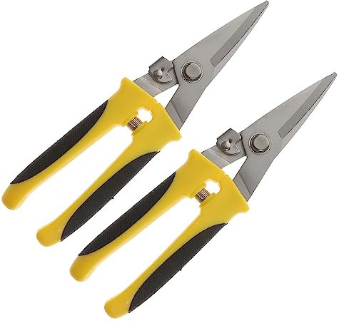 Uonlytech Tijeras De Metal Cortadora De Chapa Metálica Certificada Resorte Automático, Acero Inox Rectas Ergonómicas Para Construcción y Corte Industrial, Pack De 2 Unidades