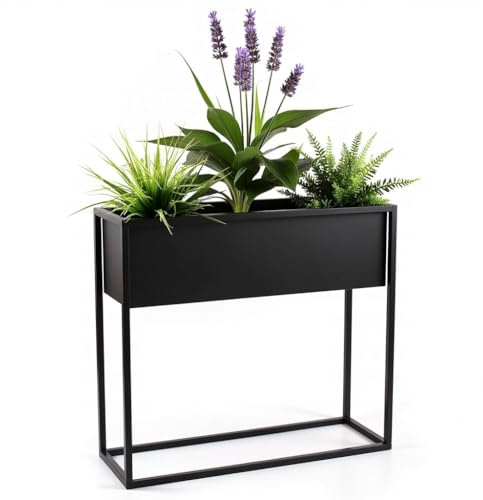 FRAMADO - Portapiante Petto in metallo Nero - 60x21x60cm - Portafiori decorativo per interni - Tavolino - Portapiante - Accessorio da salotto
