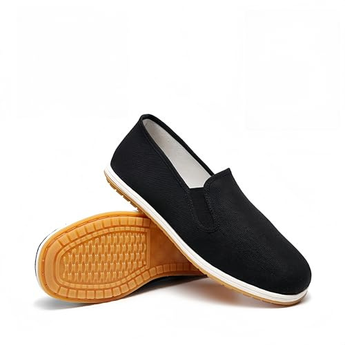 JayHaitang Kung Fu Tai Chi Shoes,Old Beijing Cloth Shoes,Cowhide Soles,for Tai Chi, Kung Fu, Martial Arts, Leisure, Walking Black