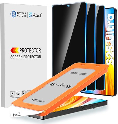 AACL 3-Pack for Samsung Galaxy S25 Ultra Privacy Screen Protector Tempered Glass, Privacy Screen Protector for S25 Ultra [Fast Alignment Tool] [Bubble Free] [ Anti Spy]