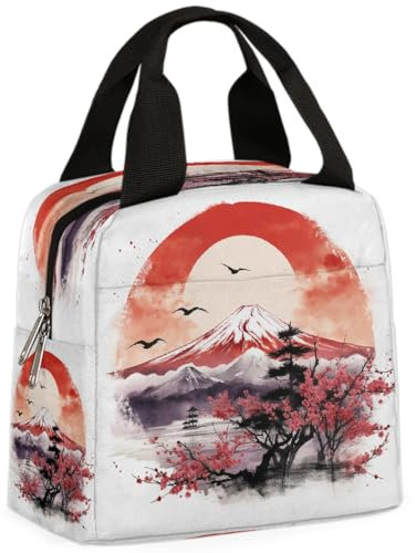 Sunset - Lonchera japonesa para mujer, diseño de pájaros, flores, bolsa térmica a prueba de fugas, organizadora, para niños, niñas, hombres, adultos, escuela, trabajo, picnic, viajes