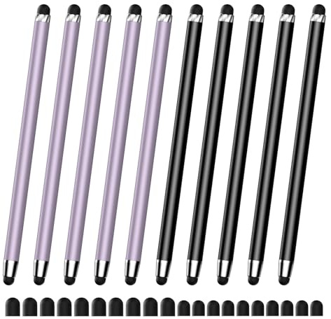 10 PCS Stylus,Stylus Pen for Touchscreen,Stylus 2-in-1 High Sensitivity & Precision Suitable for Touch Screens of iPhone/ipad/Android Tablets(10 Stylus Pen Purple/Black + 20 Tips)