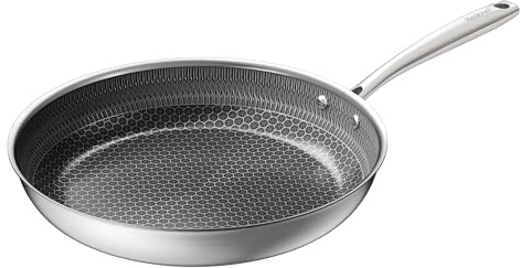 Redchef Hybrid Ceramic 28cm/11in Frying Pans Nonstick,Ceramic Skillet with Stay-Cool Handle,Non Toxic,PFAS PFOA/PTFE Free,Dishwasher/Oven Safe,Compatible with All Cooktops (Black)