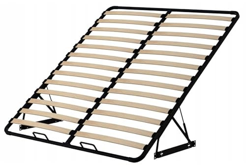 MoveUp Sommier élévateur de Lit avec Lattes de Bouleau, Cadre Métal Noir, 160x200 cm, 26 Lattes, Charge maximale 300 kg, avec Mécanisme à Gaz