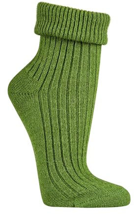 Socks4Fun 2 par mjuka ullstrumpor för kvinnor och flickor – av ull och alpackaull – hudvänliga, varma och bekväma – med dubbelt kuvert, Grön, 39-42 EU
